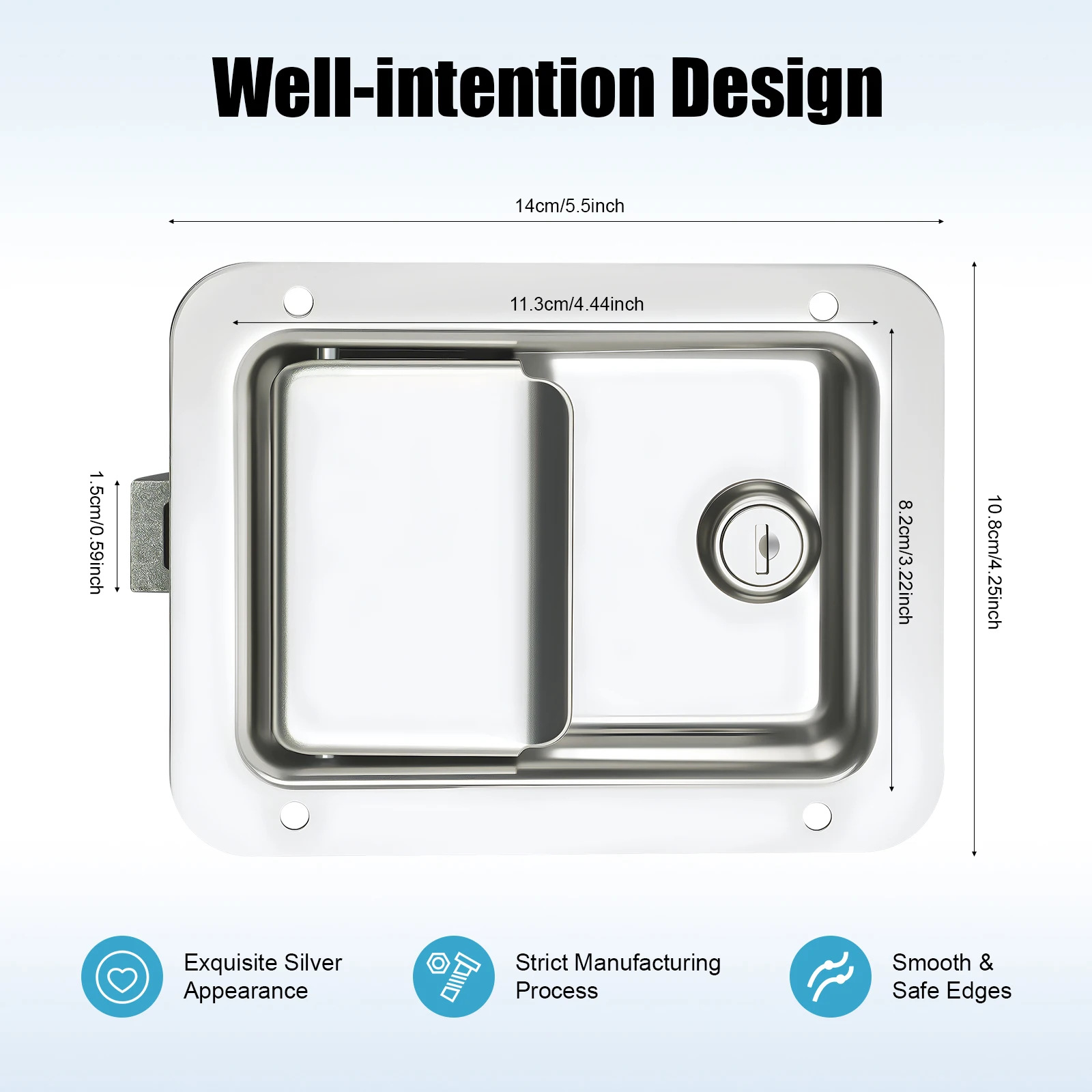 4PCS Stainless Steel Toolbox Latch Lock, Waterproof Lockable Draw Latch with 2 Keys for Truck Tool Box Van Trailer