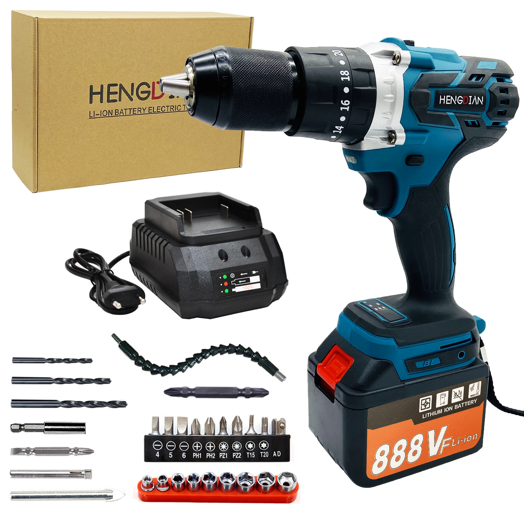 20V Brushless Battery Screwdriver Craft Drill Set Adjustable Torque Machine Impact Cordless Power Tools Electric Drill high quality machinery kit 4 0ah 5 0ah machine screwdriver impact cordless power dew 20v max power tools cordless drill