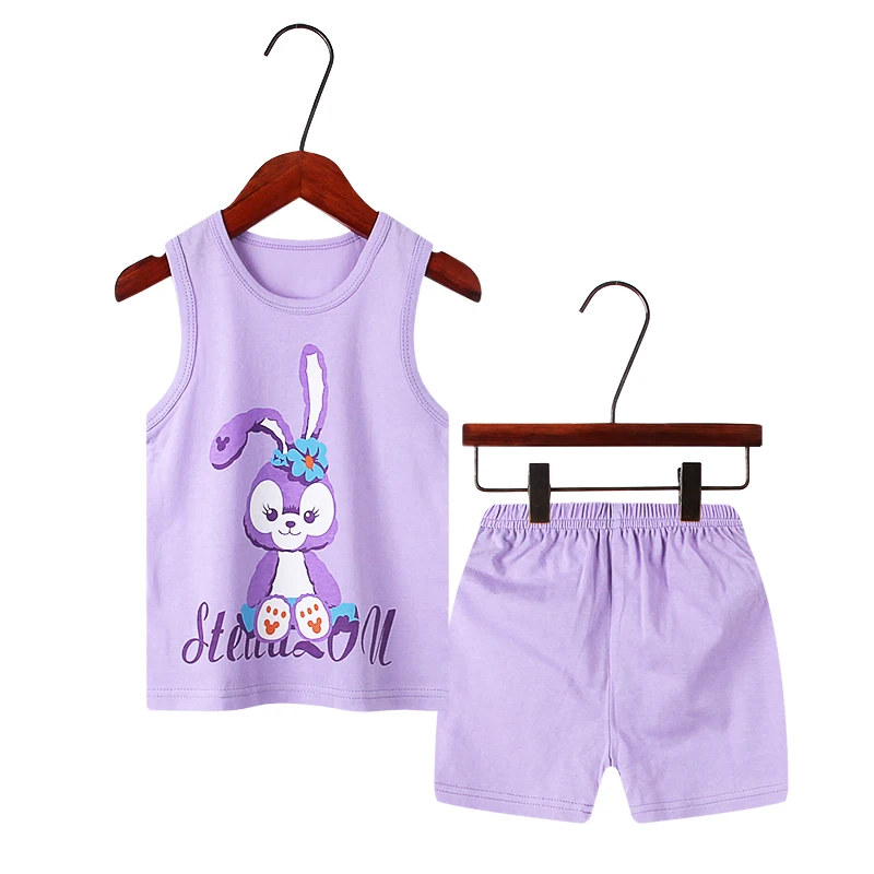 Kids Clothes Girls Child Vest Short 2pcs Cotton Cartoon Clothing Set for Boys 2 4 6 8 10 Years Children Kids Tracksuit Outfit disney clothing sets