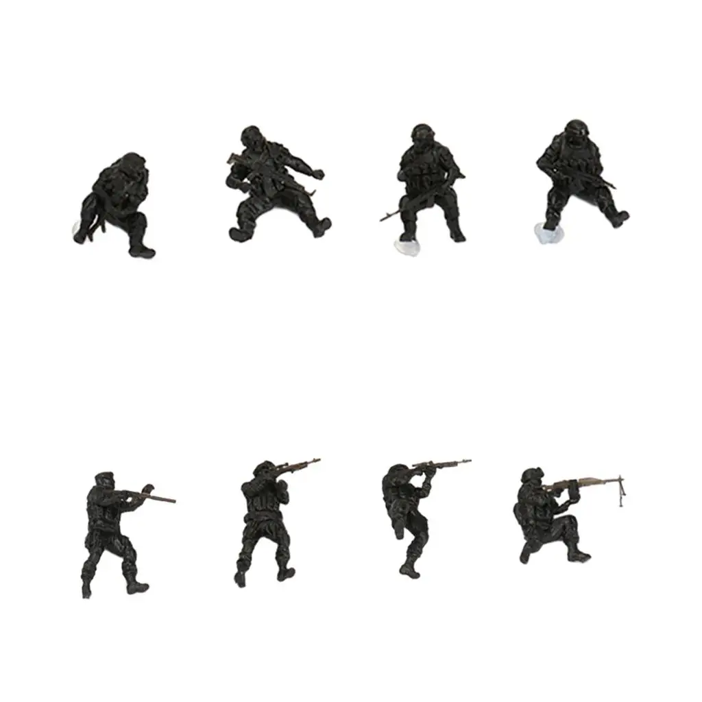 

4Pcs 1/72 Commando People Figures Layout Fairy Garden Movie Props Hand Painted Special Police Figurines Dioramas Decoration