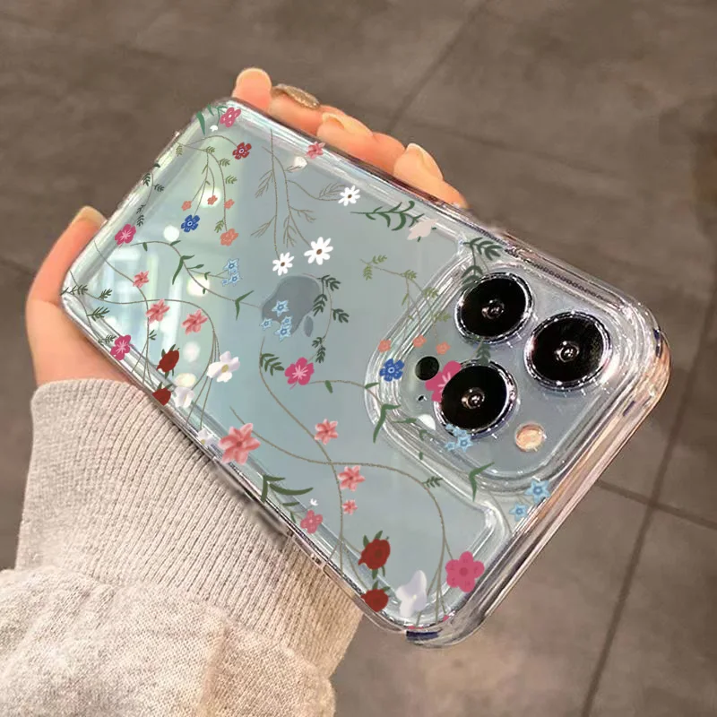 Transparent Shockproof Silicone Flower Phone Case