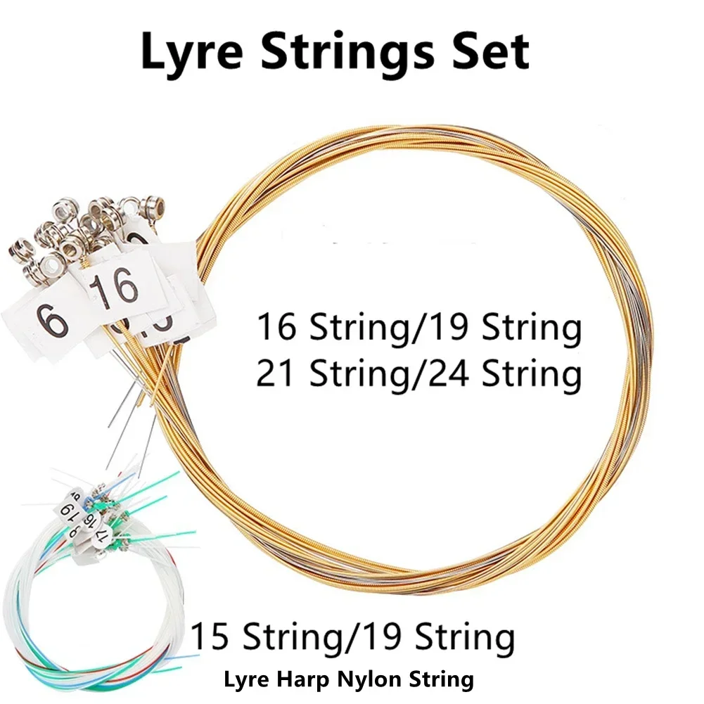 Lyre Brass Strings Set 1Set 15/16/19/21/24Strings Lyre Harp Nylon String Replacement Strings Beginners Instruments