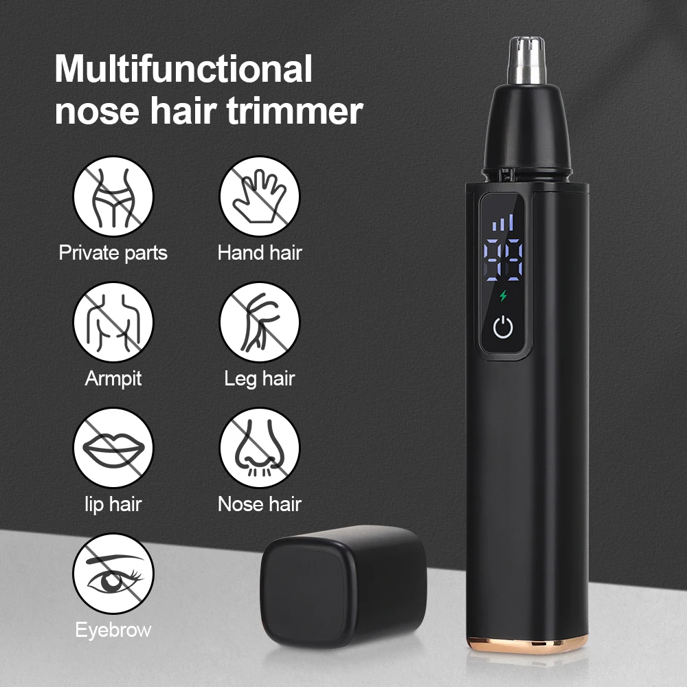 Electric Nose Hair Trimmer with Digital Display Hair Remover Nose Hair  Shaver Scissors Face Care Kit Tools with USB Charging 2