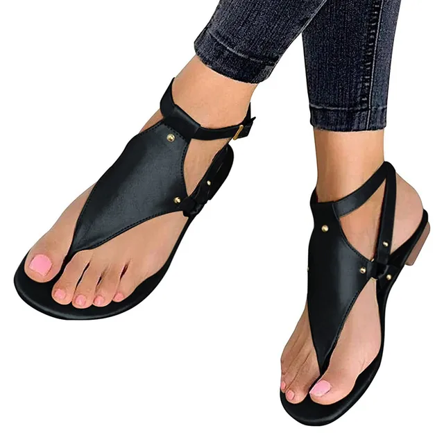 Sandales pour femmes, chaussures plates simples à Clip, chaussures à chevrons, sandales d'extérieur 1