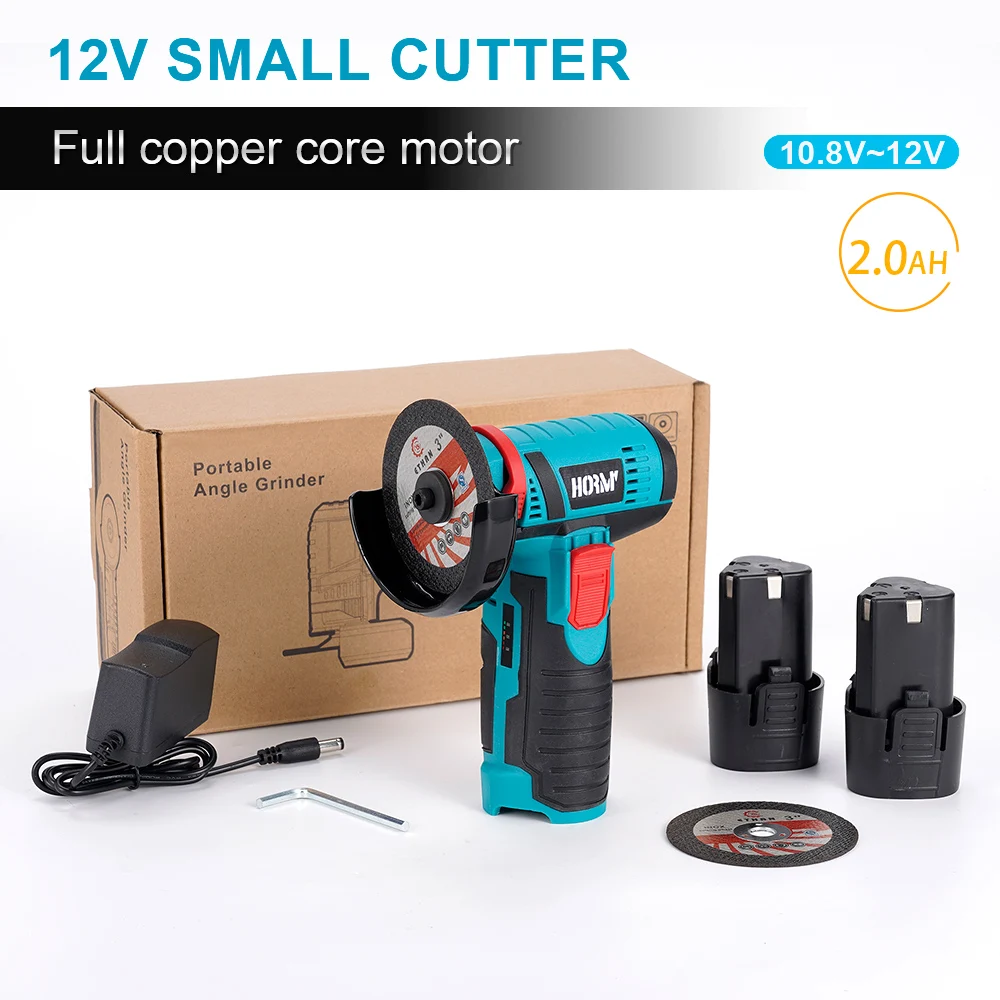 

12V 19500rpm Electric Angle Grinder with Lithium Battery Cordless Mini Polishing Machine Diamond Cutting Grinder Power Tool