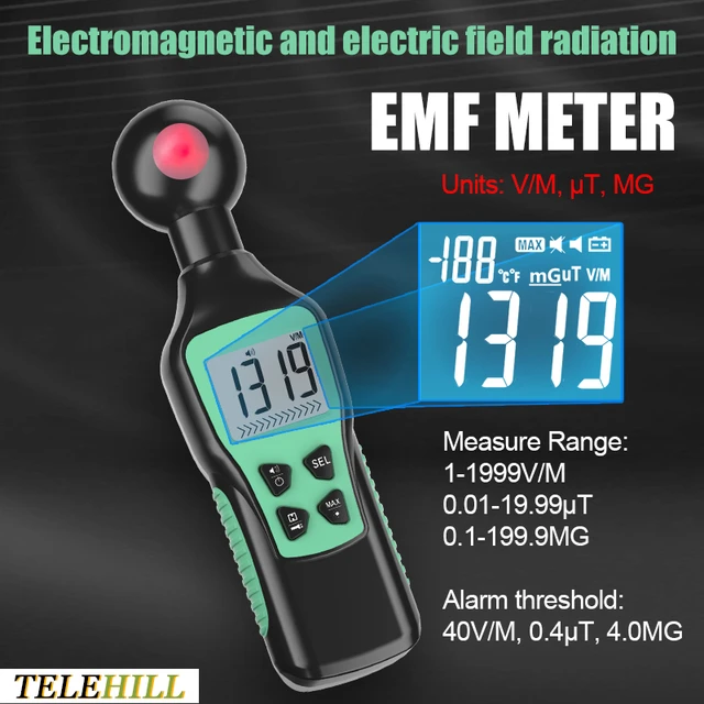 Champ électromagnétique portable EMF Gauss Mètre Détecteur de chasse fantôme  Détecteur de champ magnétique EMF portable 8 Led Gauss Mètre