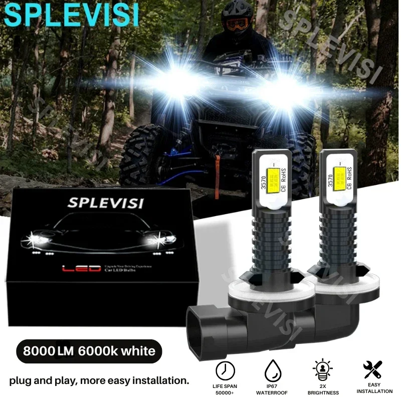 2x Light Efficiency 6000K White For Polaris Sportsman 800 2005 2006 2007 2008 2009 2010 2011 2012 2013 LED Headlight Bulbs splevisi 881 led headlamp bulbs 9v 24v 8000lm atv for polaris sportsman 500 for polaris norwegian magnum 4x4 replace front light