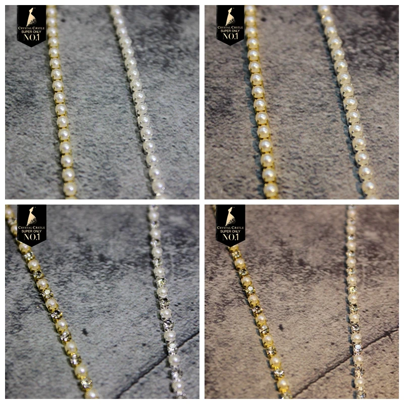 Crystal Castle Half Pearls Cup Kette für Kleidung, Strass dekorative Strass Besatz, DIY Basteln, Perlen besatz, 2mm, 3mm – Detail 4