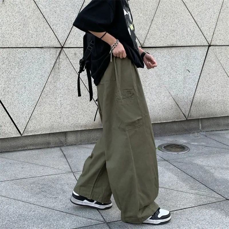 Vibe Full Length Winter Autumn Men Pants Wide Leg Cargo Baggy Loose Trousers Male Korean Distressed Retro Loser Safari Pants
