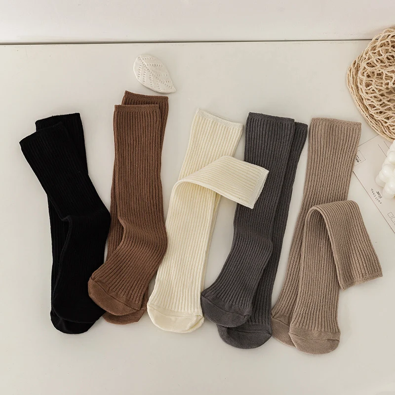 0-6 Years Baby Autumn Winter Tights Hot Baby Toddler Kid Girl Ribbed Stockings Cotton Warm Pantyhose Solid Candy Color Tight