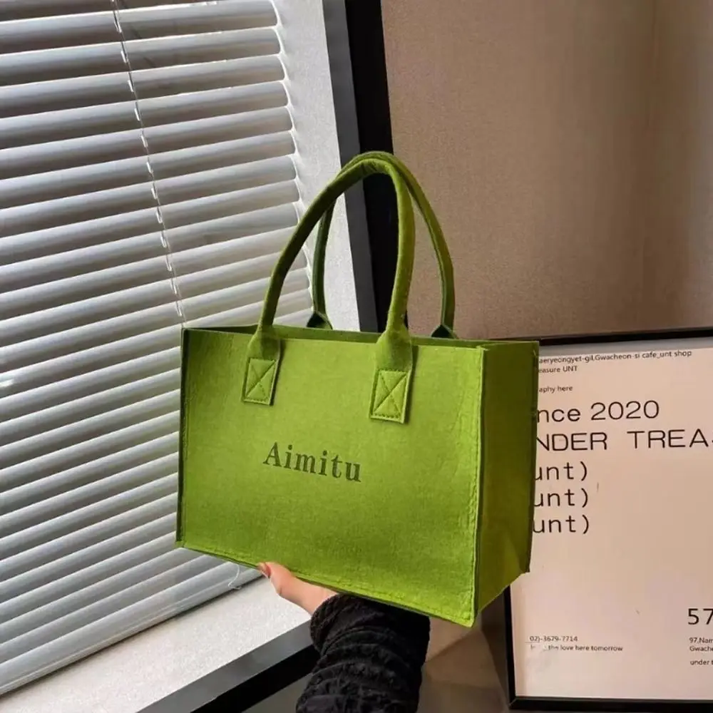 Casual Letter Felt Tote Bag Solid Color Women Shoulder Bag Large Capacity Travel Messenger Bag Simple S/M/L Crossbody Handbag