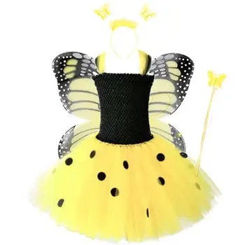 Infantil 진짜 여아용 투투 드레스, 나비 날개 달린 푹신한 얇은 명주 그물, 할로윈 파티 코스프레 의상 Dresses2-10Y, 2021