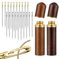 OZXHIXU Wood & Brass Needle Storage Box for Sewing & Embroidery (83x18mm)