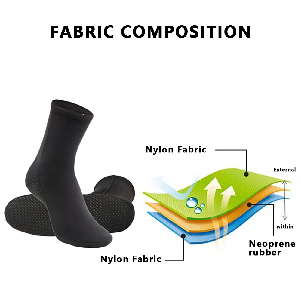 Water Sport Socks 3mm Neoprene Diving Socks Shoes Water Boots Non-slip Beach Boots Wetsuit Shoes Warming Snorkeling Diving Surfing Socks For Adult