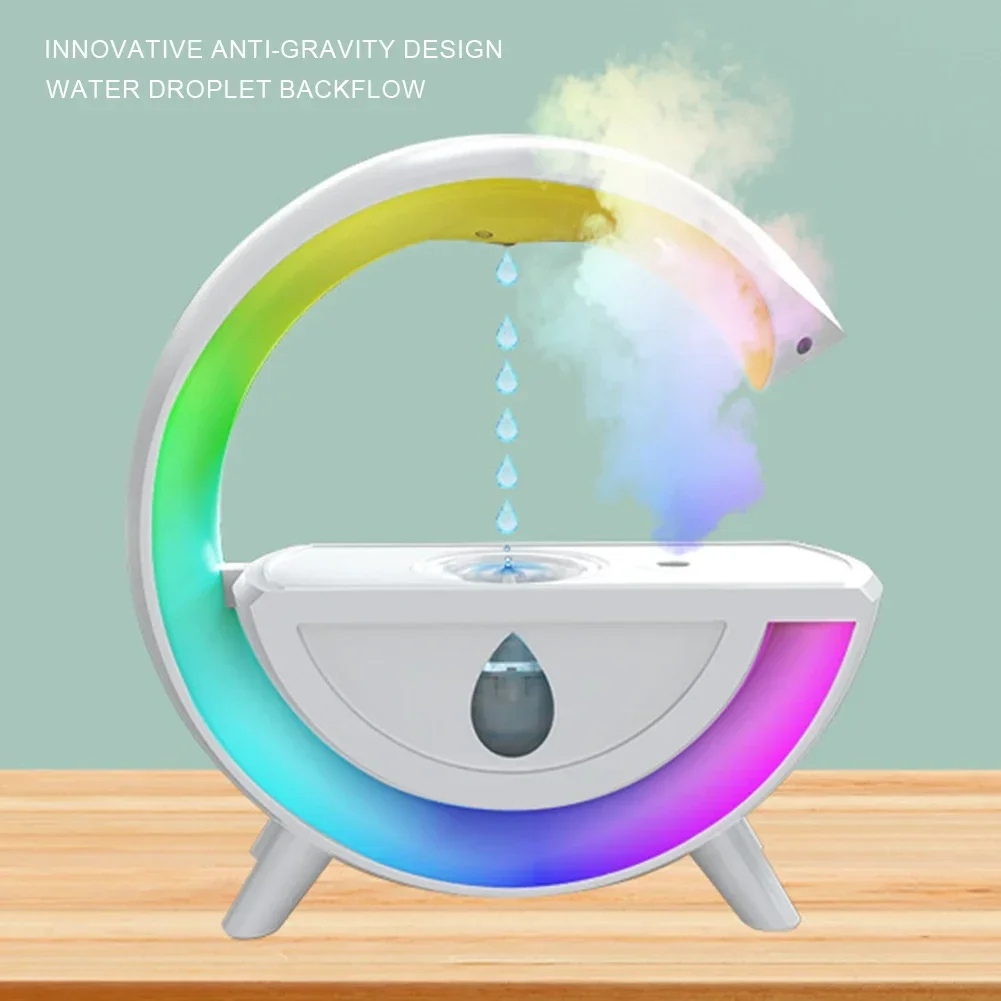 Humidifier with RGB Night Light- Creative Machine, USB Charging - Ideal Holiday Gift Water Droplet Air Aromatherapy cool mist maker humidifier usb charging fragrance machine aromatherapy diffuser flame mist humidifier 250ml quiet ultrasonic