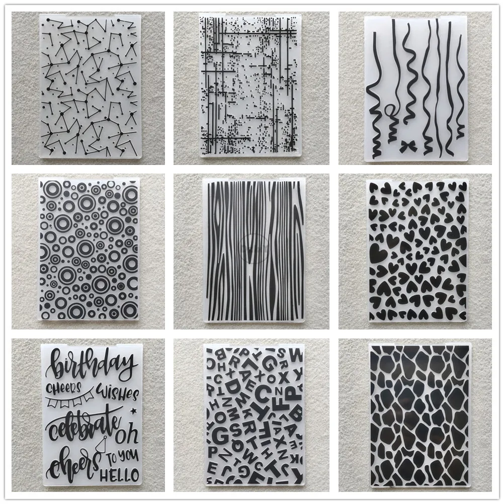 Plastic Embossing Folder Embossing Folder Geometry Embossing Folders for Scrapbooking Paper Album Cards Making Supplies 3D Plastic Cutting Dies 29 Styles