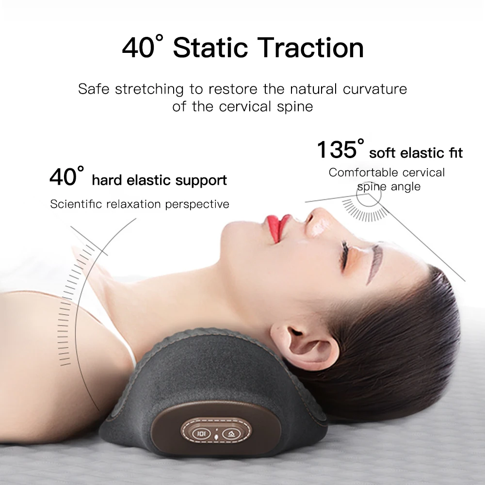 Heating Vibration Neck Massager Electric Cervical Massager Pillow Back  Traction Relax Sleeping Memory Foam Pillow Spine Support - AliExpress