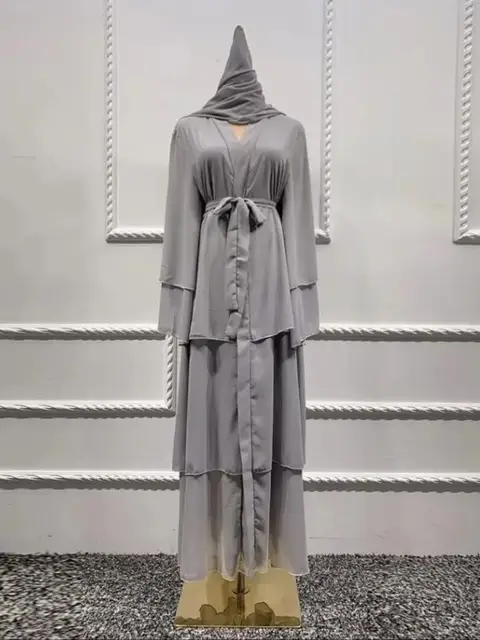 Robe longue en mousseline de soie pour femmes musulmanes, Abaya ouverte, Dubaï, Turquie, Islam, Arabe, Robe musulmane, Caftan marocain