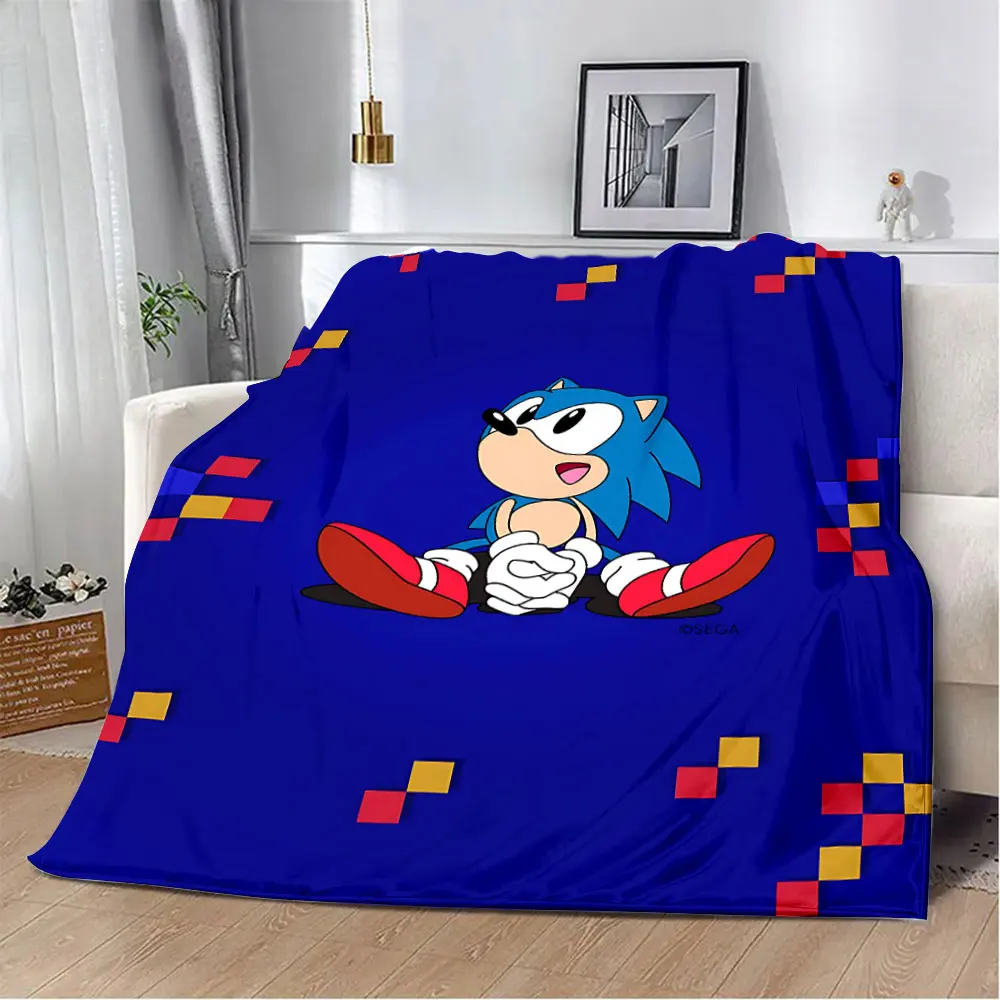 Picnic Blanket S-Sonic H-Hedgehog Printed Blanket Picnic Blankets Warm Blanket Soft and Comfortable Home Travel Birthday Gift