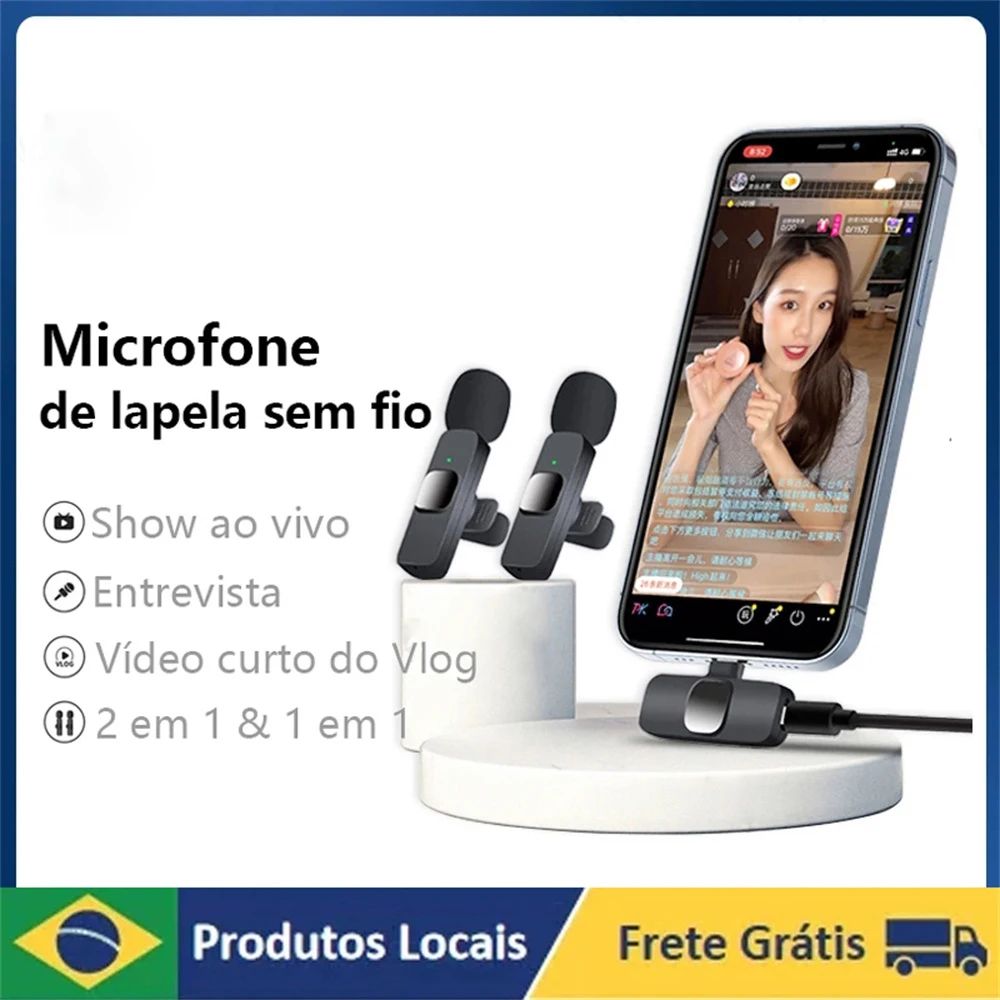 Microfone sem fio lavalier modelo privado k9 microfone de transmissãoRedução de ruído integrada para gravação de vídeo Podcast Vlog YouTube Sritob TikTok