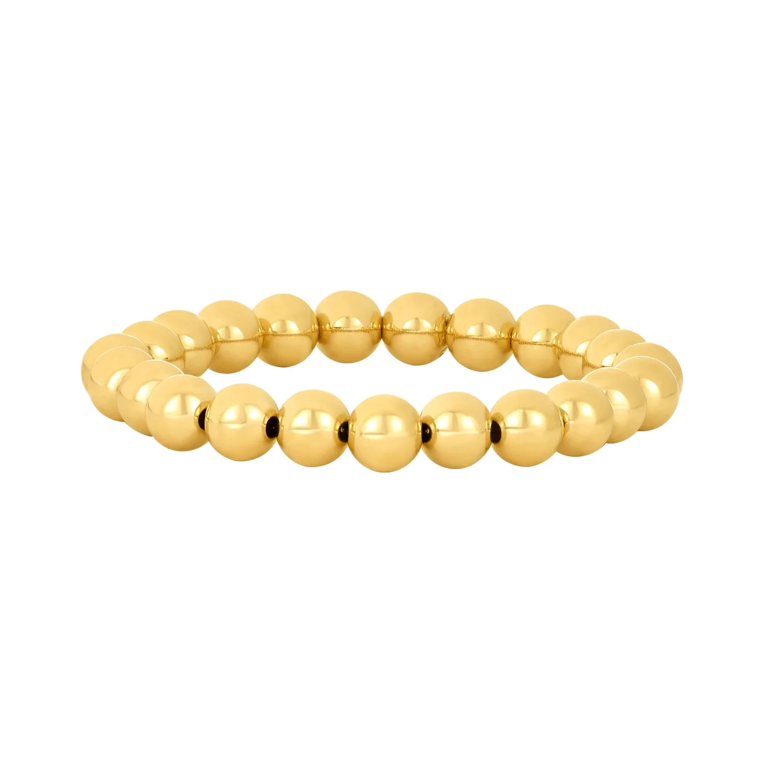 Set 6 Bracciali Elastici Oro Per Donna - Placcati 14K, Perline Sfere 4/5/6 Mm, Ipoallergenici, Impilabili