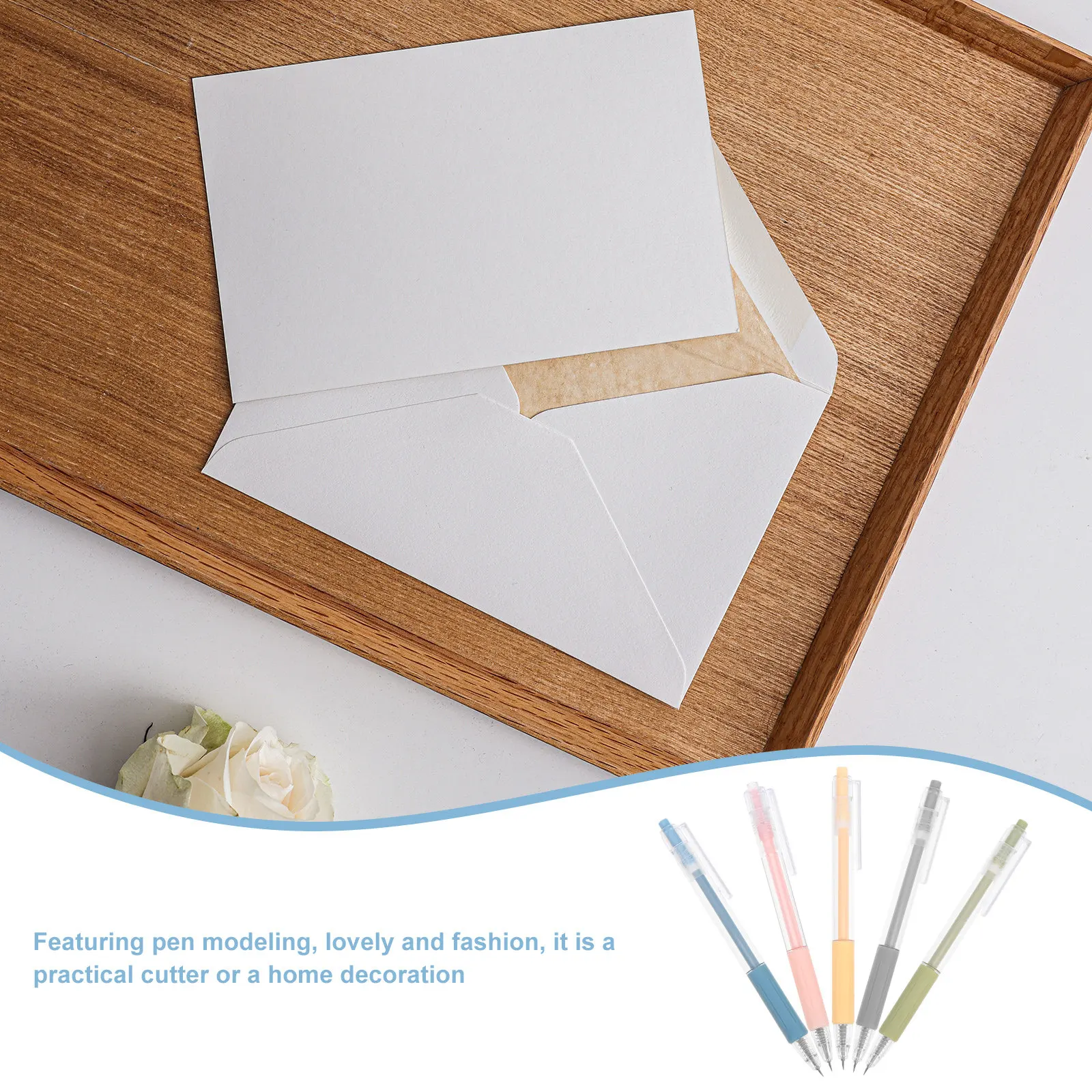 5Pcs 펜 모양 종이 커터 플라스틱 스테인레스 스틸 실리콘 미니 유틸리티 커터 DIY Scrapbooking 봉투 오프닝 사무실