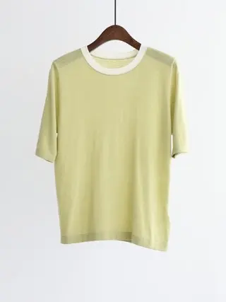 

2024 Women's Clothing Contrast color crew neck T-shirt Spring Summer New No.53