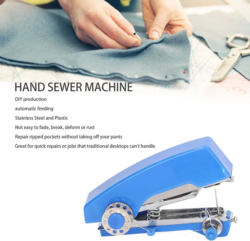 Handheld Sewing Machine,Portable Mini Manual Sewing Machine Mini Sewer  Machine Hand Stitcher Sewing Machine Handy Needlework Tool