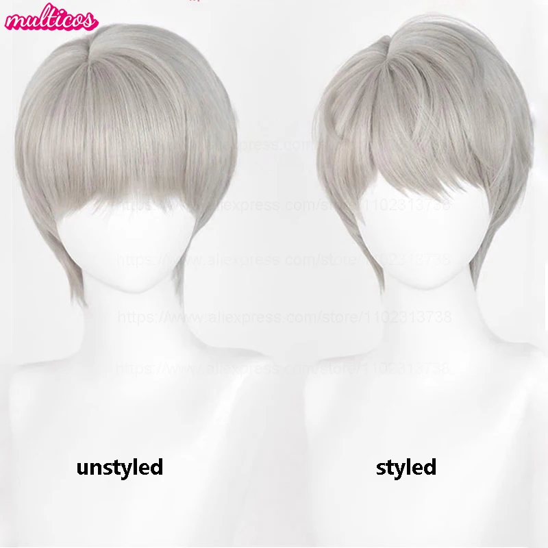 Xavier Cosplay Wig Love And Deepspace Short Linen Gray Heat Resistant Synthetic Hair Halloween Party Anime Game Wigs + Wig Cap