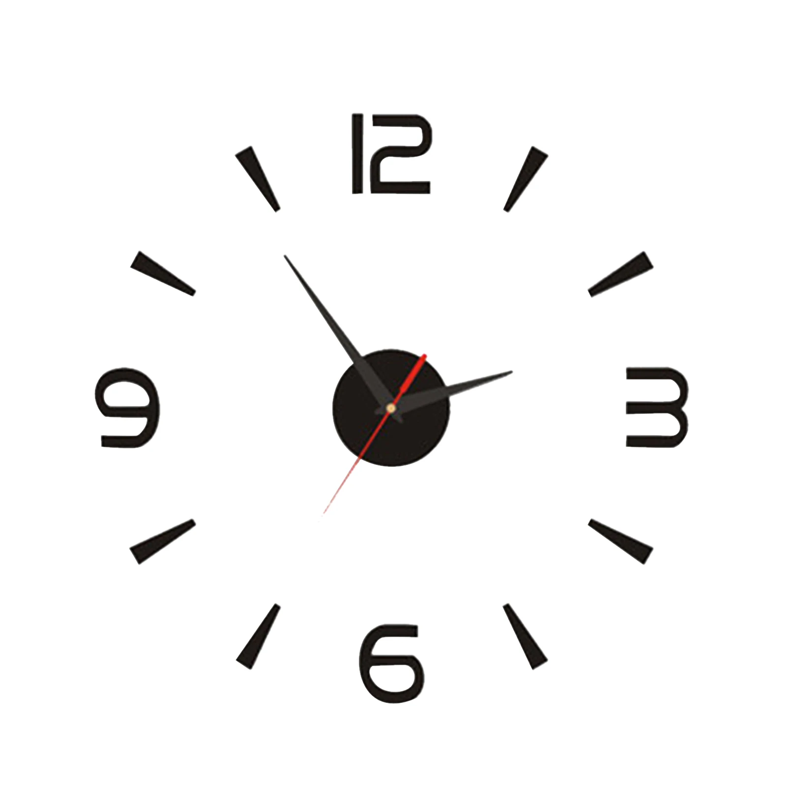 40cm Small Black Modern Simple European Silent Acrylic Frameless DIY 3D Wall Clock Wall Clock 3D Wall Clock 3D Number Wall Clock