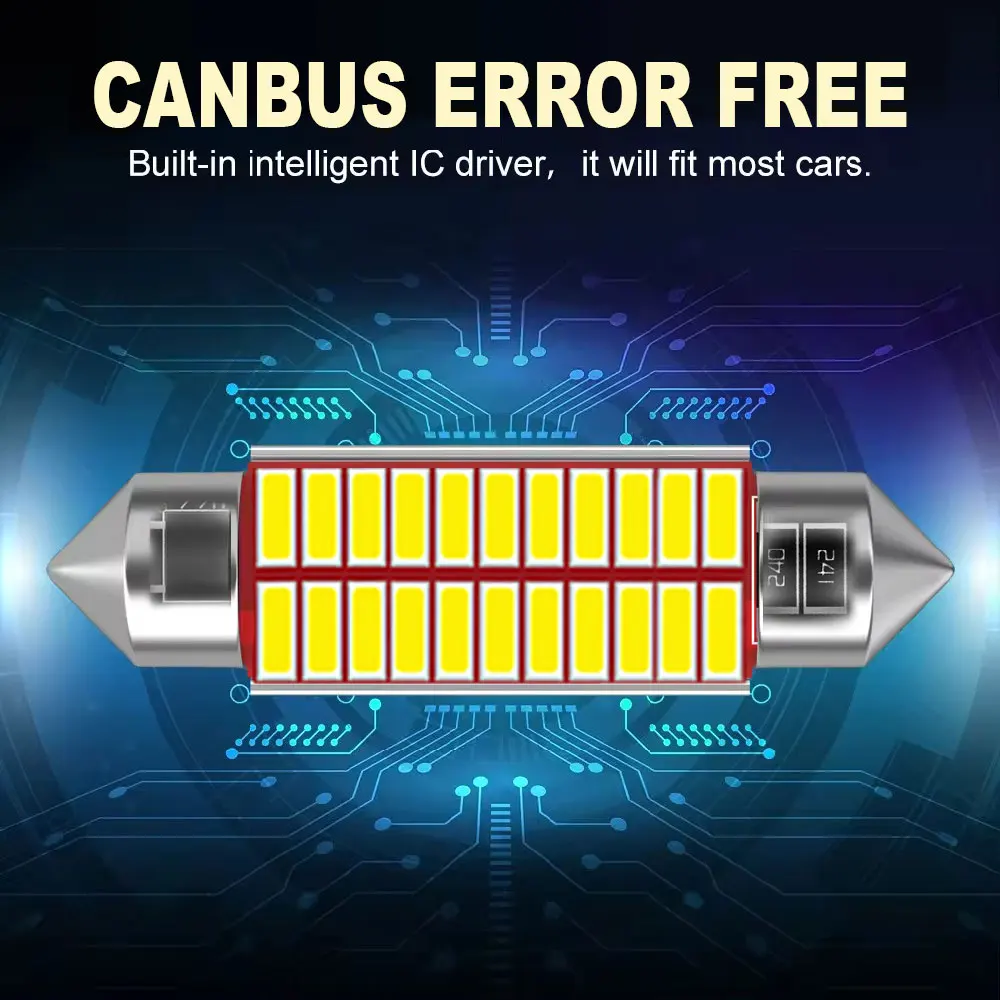 LED Car Bulbs 2/10 PCS C5W LED Bulb Canbus Festoon 31mm 36mm 39mm 41mm 12V 4014SMD 6500K White Car Interior Reading License Plate Lamps