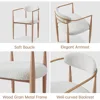 Boucle Dining Chairs Set of 2, Modern Armchairs with Wood Grain Metal Legs for Kitchen, Living Room, Restaurant 3