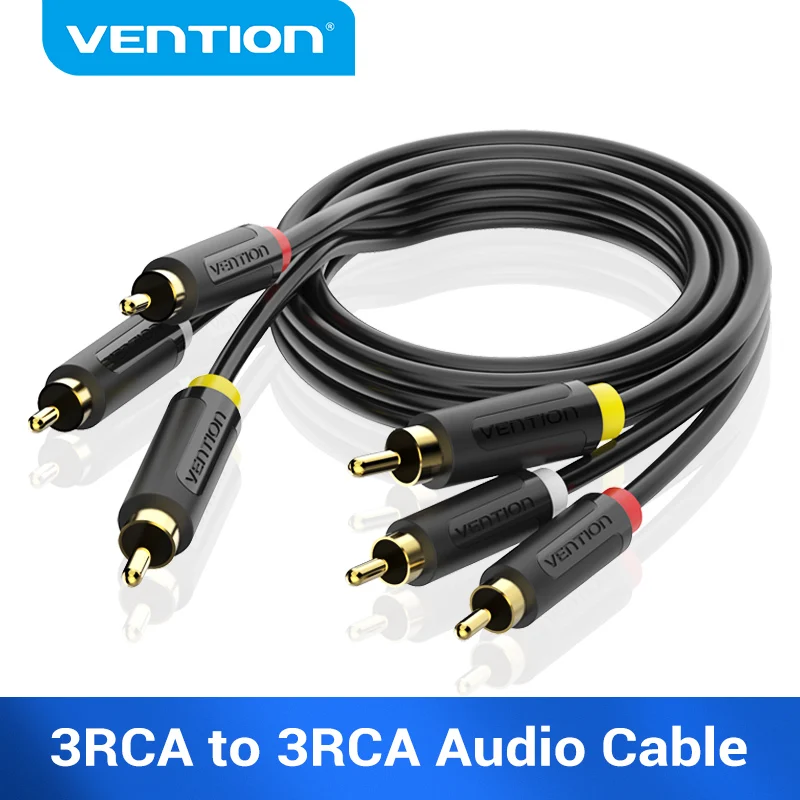 Vention 3RCA to 3 RCA Cable Audio Video Male to Male AV Cable Gold Plated for STB DVD TV VCD Blueplayer Amplifier Cable RCA Jack