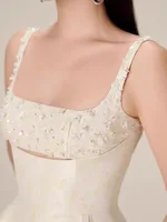 فستان بروتيل نسائي بدون أكمام ، خصر مرتفع ، مزين بالخرز ، مفرغ ، فساتين حفلات أنيقة ، موضة ، جديد ، صيف ، 13DB3604 1