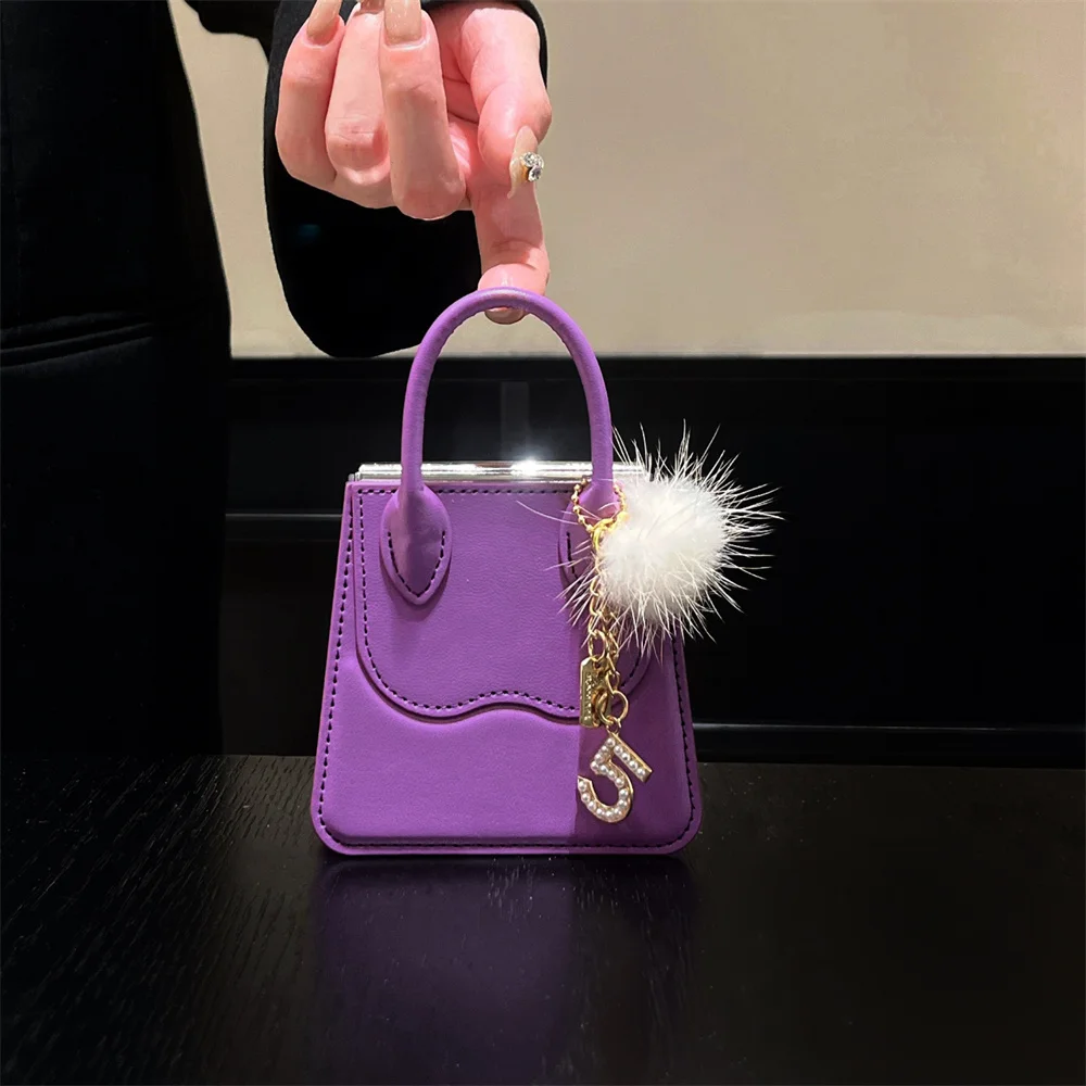 Luxury PU Leather Handbag Phone Case - Cute Solid Cover