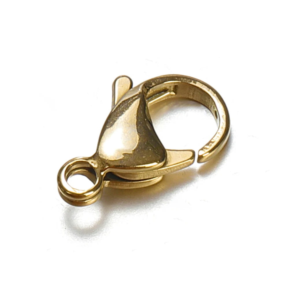 9-15mm Stainless Steel Lobster Clasps Gold Color Chain Claw Connectors for Bracelet Necklace DIY Jewelry Making 100pcs 20pcs