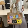 رسالة الكرتون القط نمط حمل حقيبة سعة كبيرة سميكة ارتداء مقاومة حقائب قماش حقيبة يد أنيقة حقيبة كتف المرأة