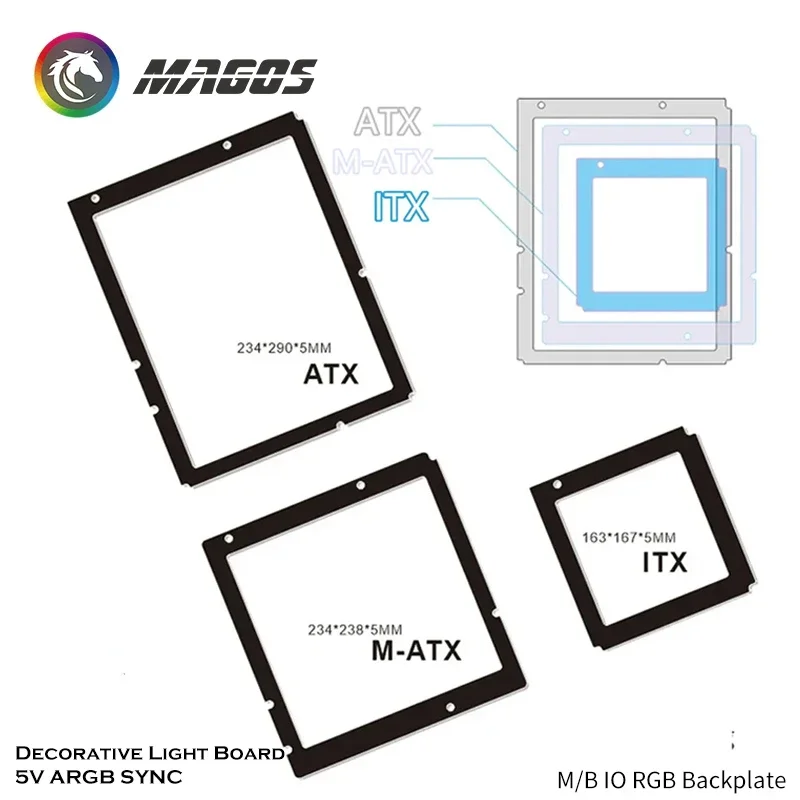 M/B IO RGB Backplate Decorative Light Board 5V ARGB SYNC Lighthouse Desktop ATX Motherboard Light-emitting Back Light