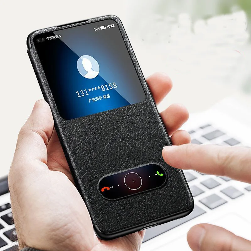 For Honor 90 Case Luxury Leather Double Window View Flip Cover for Honor 90 5G Honor90 Pro Book Case Shockproof Bag