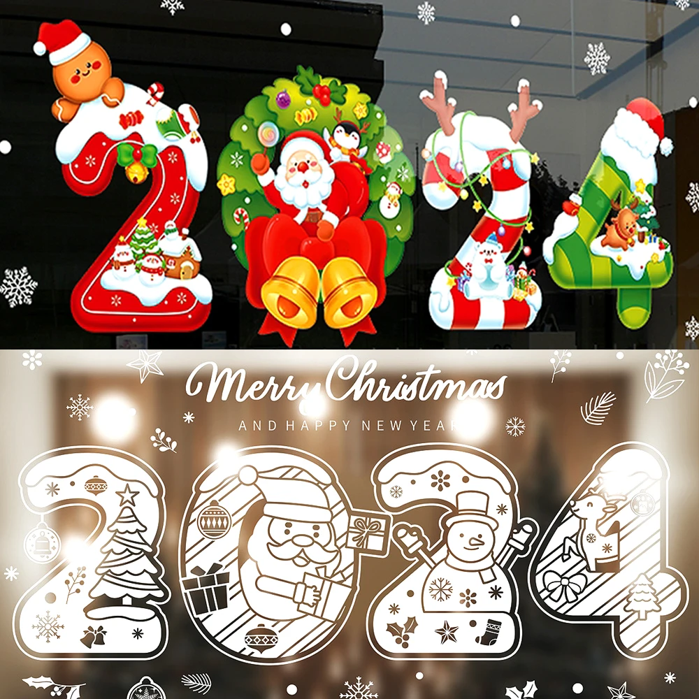 Adesivi Per Finestre Di Natale 2024 Felice Anno Nuovo Decalcomanie Per Finestre In Vetro Festa A Casa Decorazione Di Natale Fornitura Franklinismo App