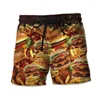 Funny Fast Food Pattern Beach Shorts Men 3d Printed Hamburger Quick Dry Surfing Running Shorts Street Sports Swimming Shorts 5