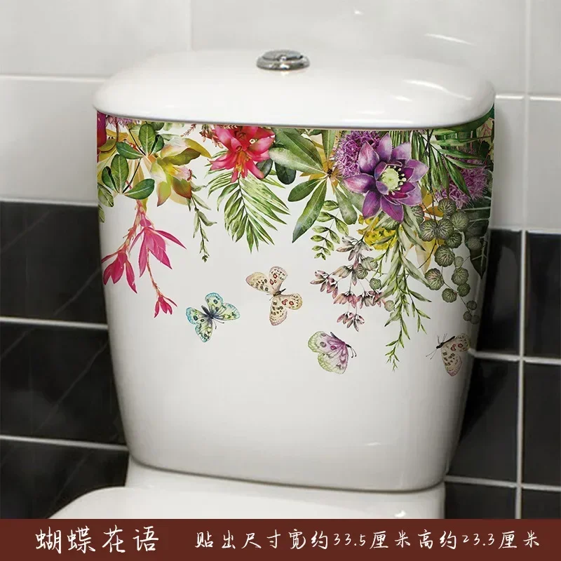 Bathroom Toilet Stickers Modern Minimalist Flowers Pattern Self-adhesive Paintings For Bathroom Decorations toilet stickers toilet wall stickers