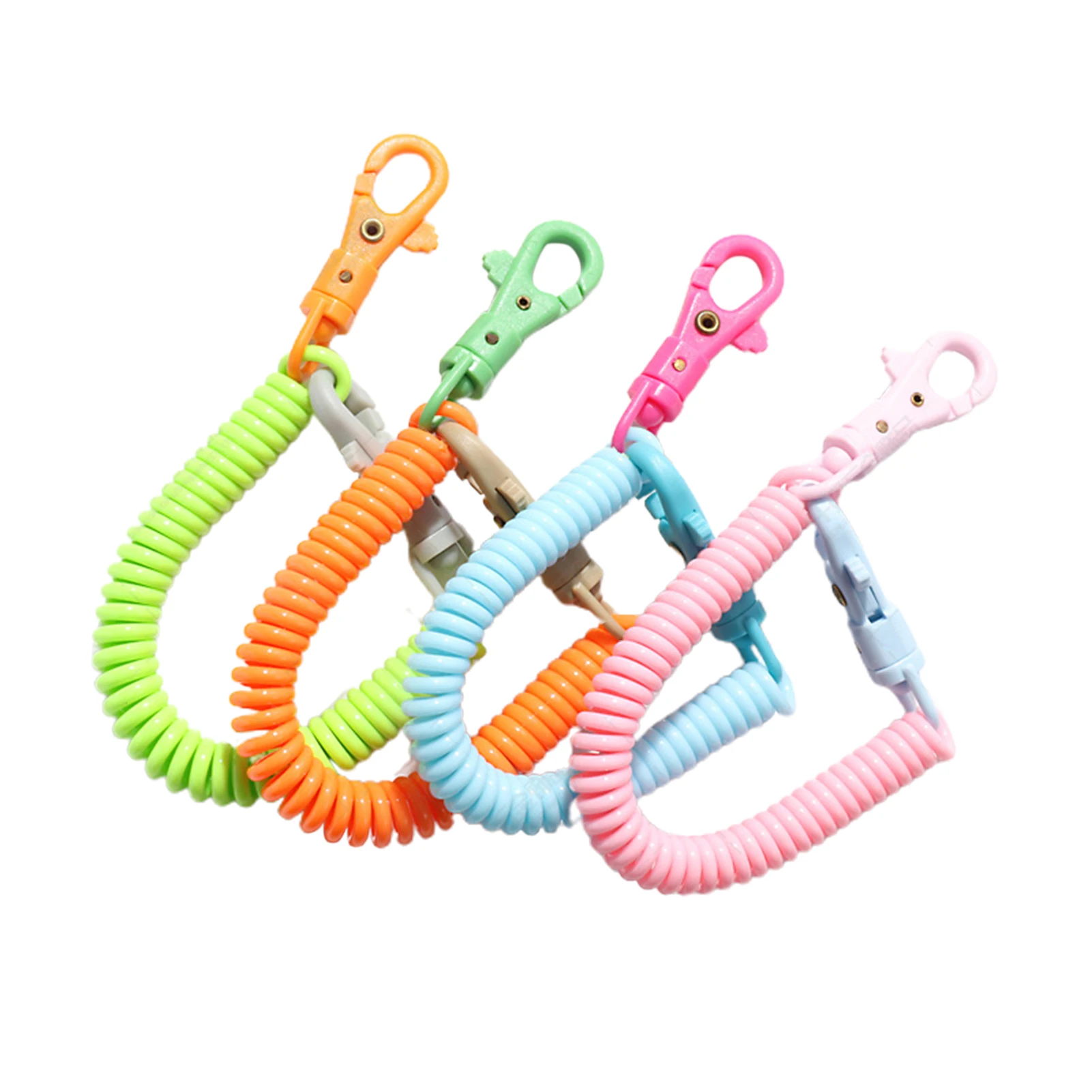 Color Spring Spiral Retractable Keychain Clips Spiral Stretch Coil Keyring  Anti-lost spring rope keychain phone cord pendant - AliExpress