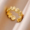 Bagues en acier inoxydable 316L pour femmes, couleur or réglable, petite étoile ouverte, bijoux féminins, cadeaux de mariage, nouvelle tendance