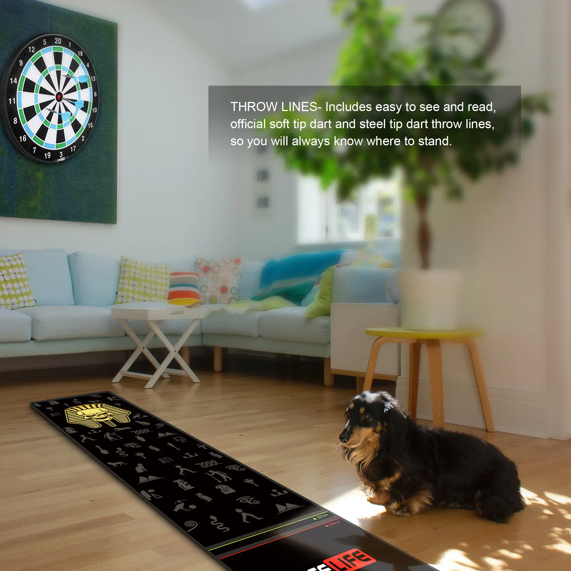 CyeeLife Dart Board Mat 65*295cm，Multiple patterns，Pro Accessory for