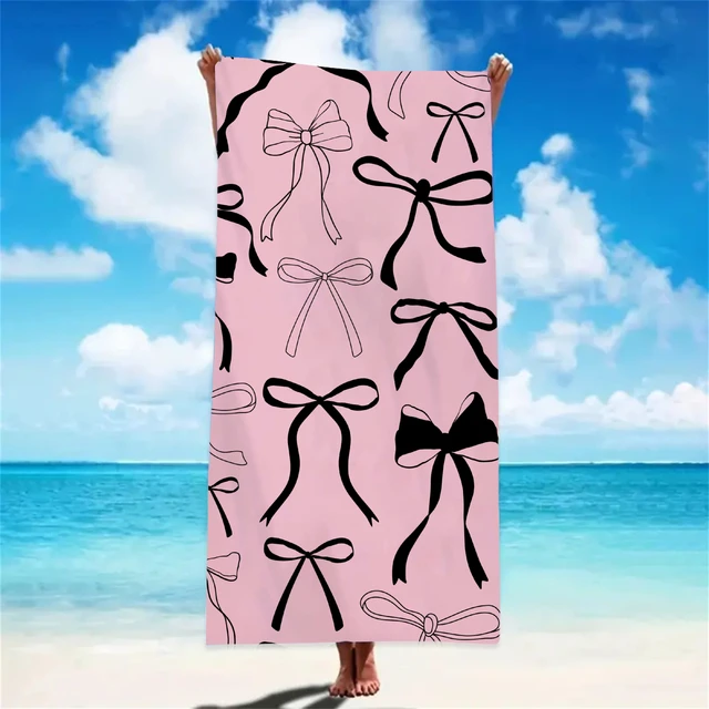 Princess Beach Towels Bow Custom Name Towel Personalized Holiday Travel Birthday Gifts For Women Adult Quick-Drying Bath Towels 4