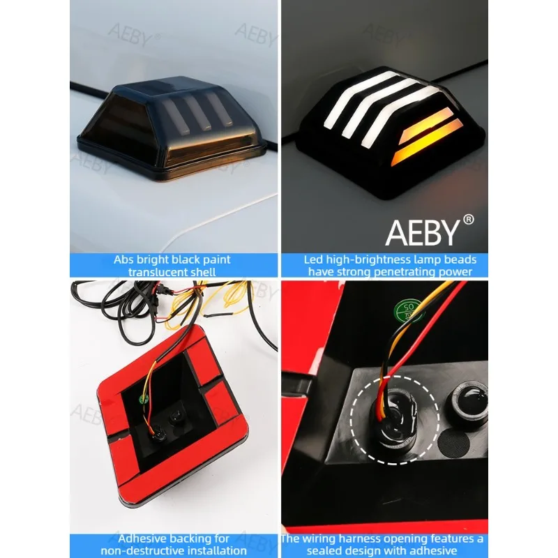 AEBY For BAIC 212 T01 후드 사이드 마커 라이트, LED 라이트 스트립 방수, 주간 주행등 코너 트림 스트립, 액세서리