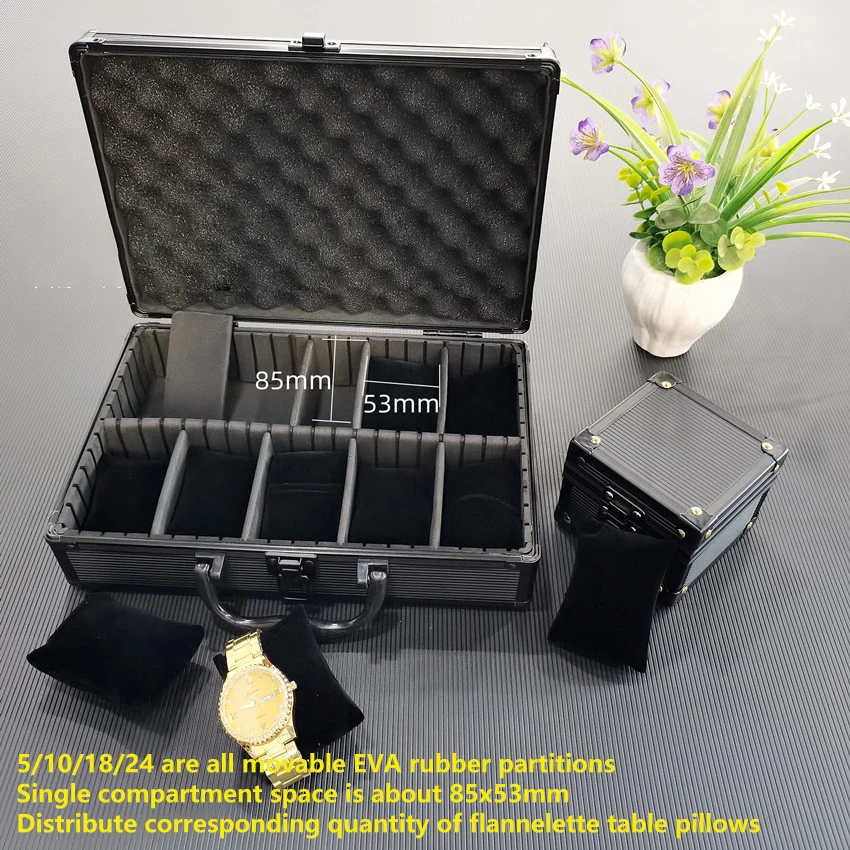 10-Slot Multi-Purpose Aluminum Alloy Watch Storage Case with Removable Internal Divider... - SKU AWSC1109 - UGI Packaging