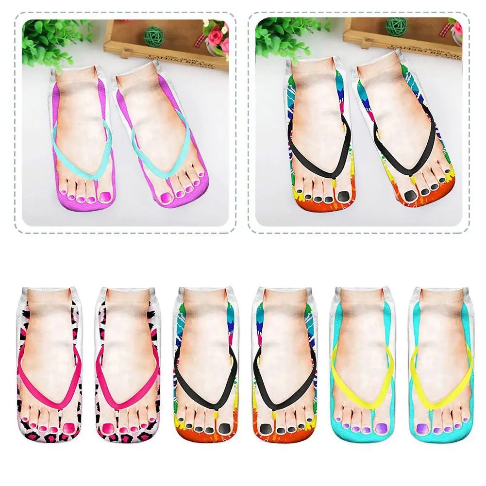 

1 пара, женские носки-шлепанцы с 3D-принтом