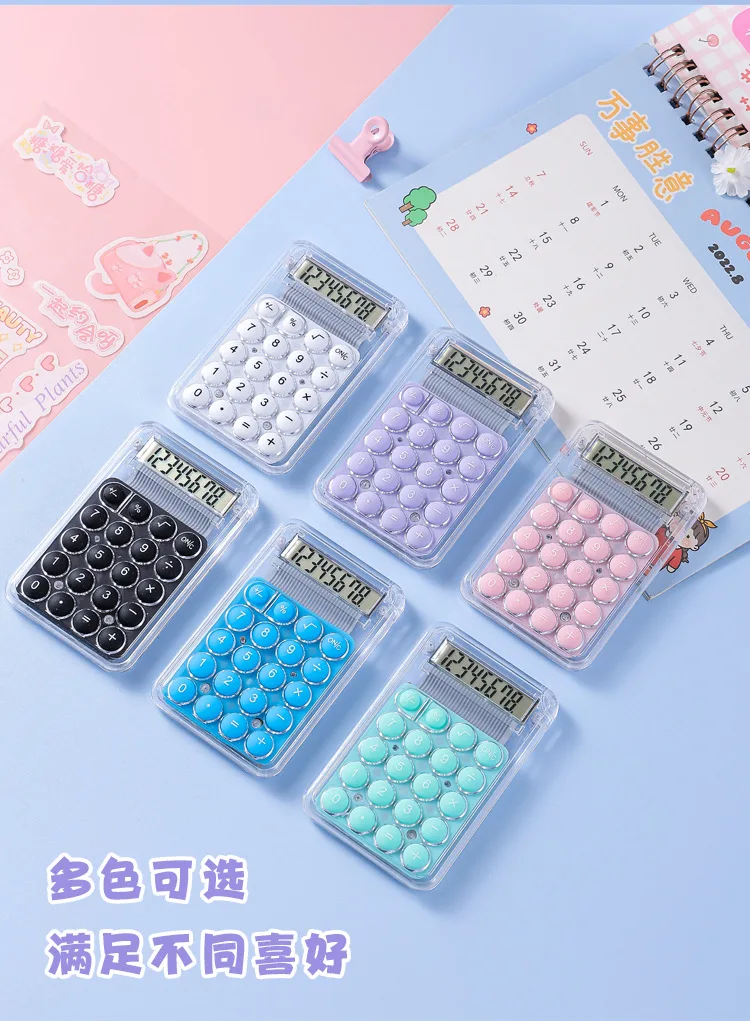 Description Picture 4 of itemTransparent Cute Mini Pocket Calculator Battery 8-digit Kids Portable Stationery Calculator Student Gifts Office School Supplies